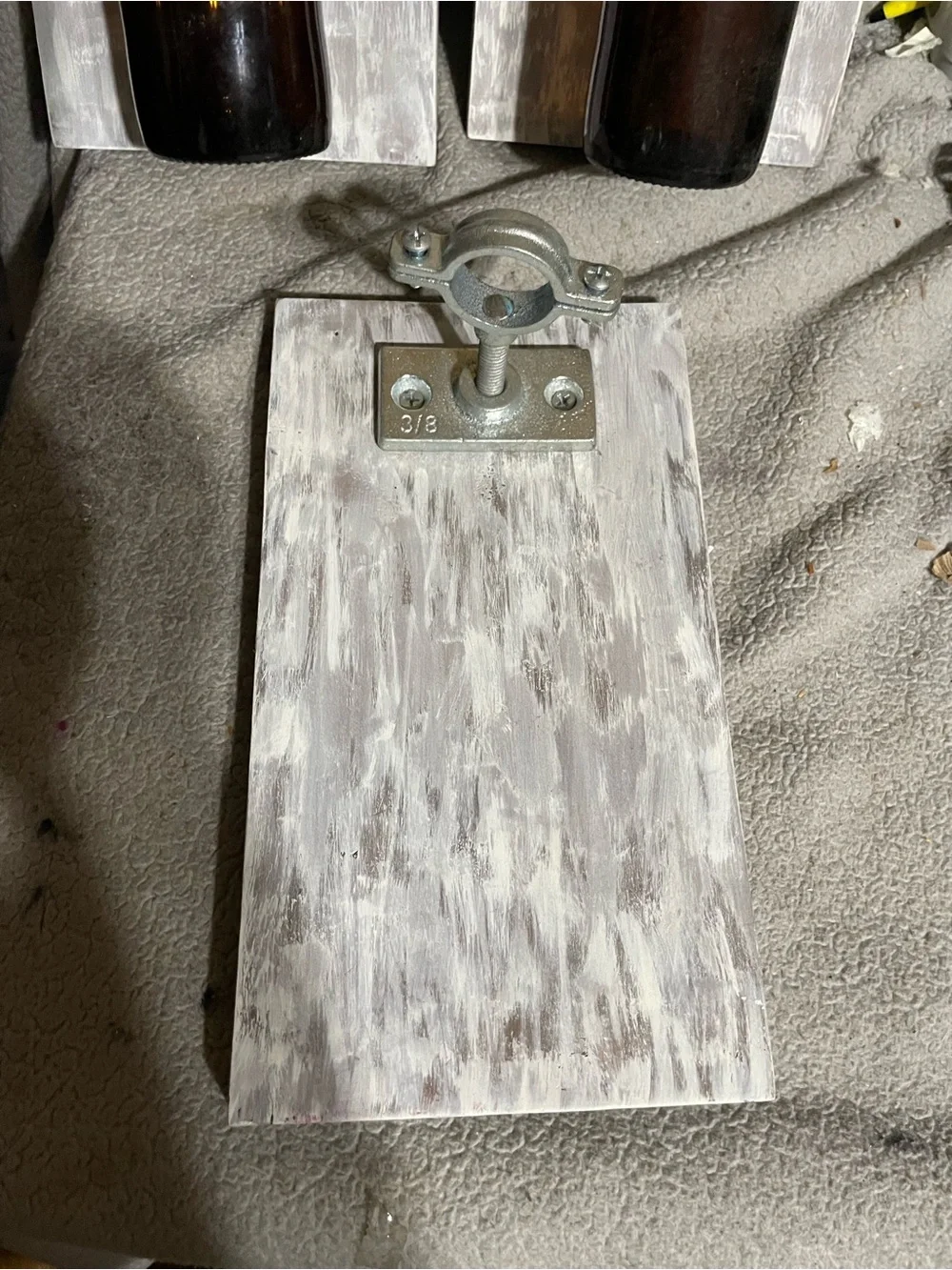 Rustic White Wood Bottle Wall Decor - Brown Glass Bottle Accent